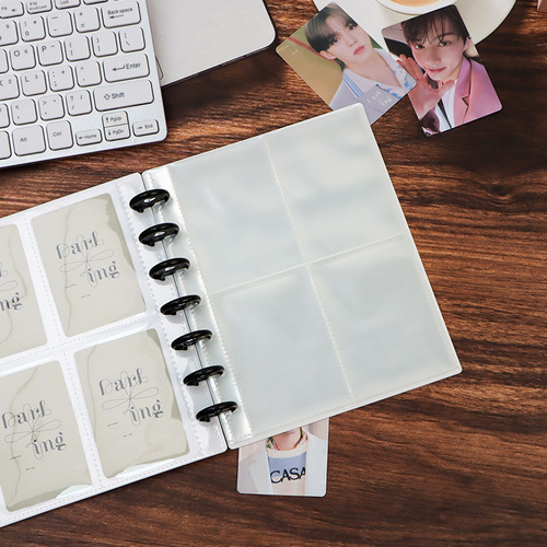 Thick Mushroom Shape Card Holder, 7-Hole Inner Pages, 3-Inch 4-Grid Transparent Non-Slip PP Photo Album, Supplement Pack