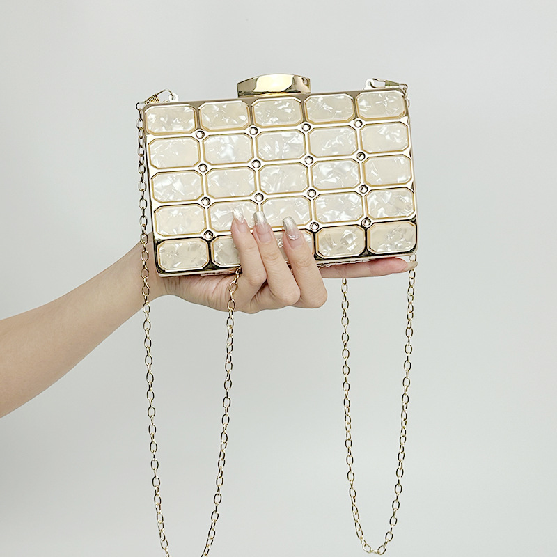 Chain Strap Type Shoulder Bag, Evening Bag Bags Type Street, Shopping Occasion Arylic Geometric Square Evening Bags