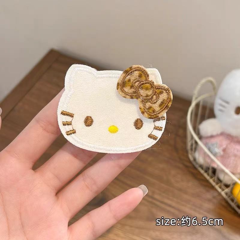 豹纹蝴蝶结KT猫魔术贴发卡甜美少女风可爱卡通刘海贴碎发神器|undefined