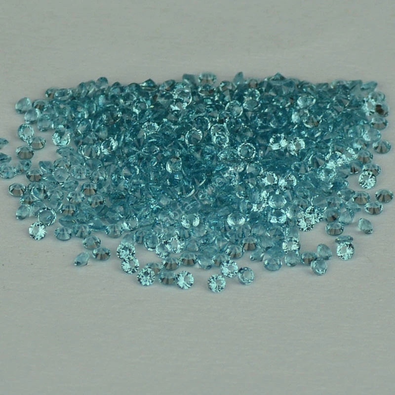Набор нано-голубо-зелёных круглых свободных камней Paraiba 0.8~8 мм