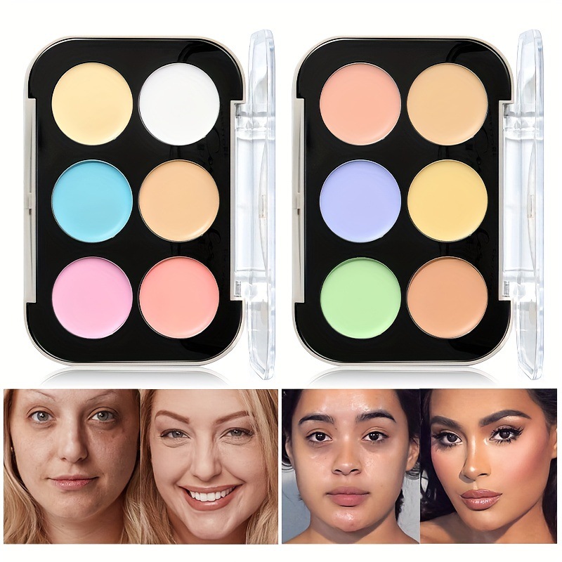 Maquillaje transfronterizo USHAS bandeja de corrector de alto brillo tridimensional de seis colores bandeja de maquillaje corrector mate para cubrir las ojeras