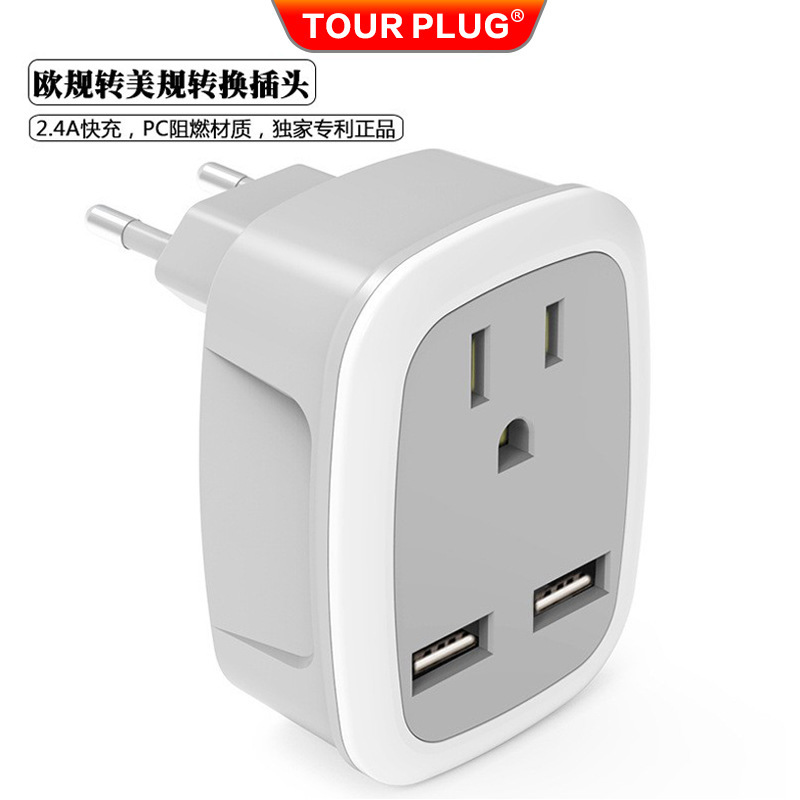 European standard to American standard conversion plug American plug dual USB2.4A charger European American standard plug American European standard to American standard conversion plug American plug dual USB2.4A charger European American standard plug American
