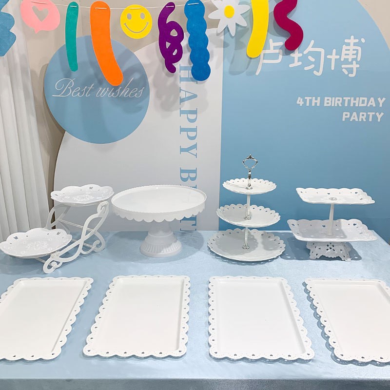 Tabla de descanso de té bandeja de pastel de aniversario decoración tabla de postres estante de exhibición de té de la tarde estante de dulces platos de recepción