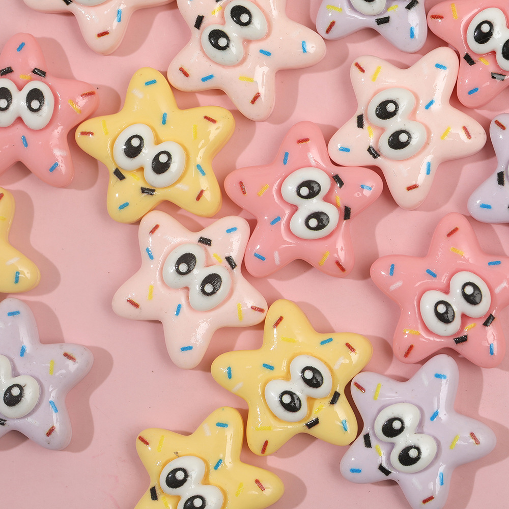 Macaron color estrella de cinco puntas accesorios de resina DIY pegamento crema horquilla accesorios para el cabello teléfono móvil Shell material hecho a mano al por mayor