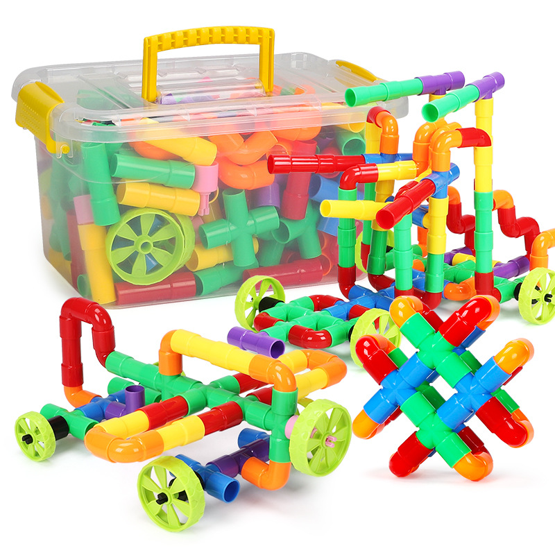 Bloques de construcción de granos transfronterizos para niños ensamblados bocina sonora tubería de agua junta de jardín de infantes Juguete de inteligencia DIY