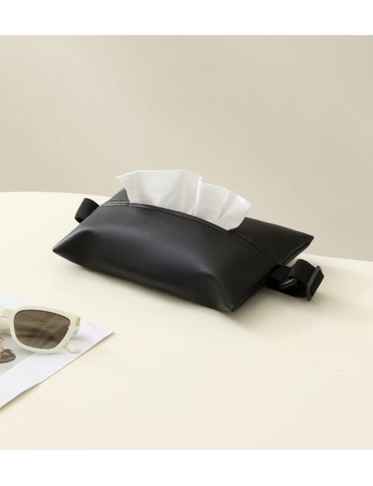Leather Tissue Box, Leather Tissue Storage, Car Seat Strap, Car-Mounted Invisible Tissue Box