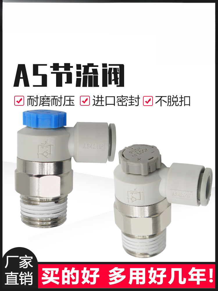 气动可调接头AS1201F-M5-04A气缸节流阀AS2201F调速02-06SA速度控
