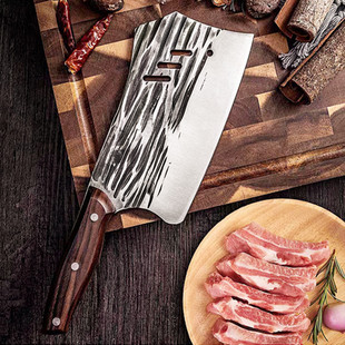 Kitchen Knife for Cutting Vegetables, Meat, and Bones, Hammered Pattern Bone Cleaver, Stainless Steel Household Slicing Knife, Hand-Forged Kitchen Knife