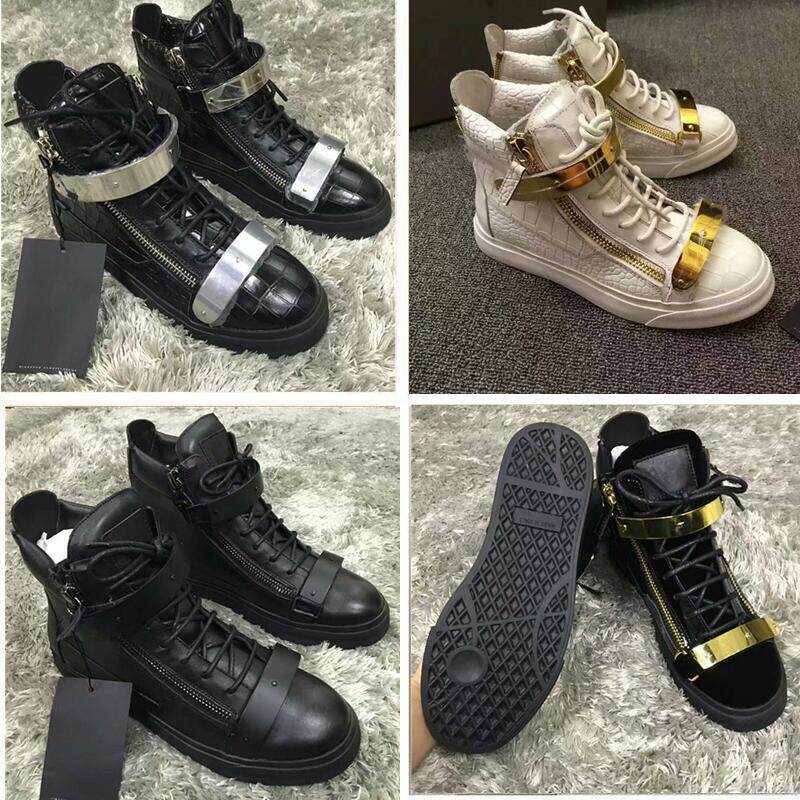 European and American Foreign Trade Genuine Leather Double-Buckle Black and White Women's Casual Zip-Up Sneakers, Trendy Cool High-Top Couple Shoes for Nightclubs European and American Foreign Trade Genuine Leather Double-Buckle Black and White Women's Casual Zip-Up Sneakers, Trendy Cool High-Top Couple Shoes for Nightclubs