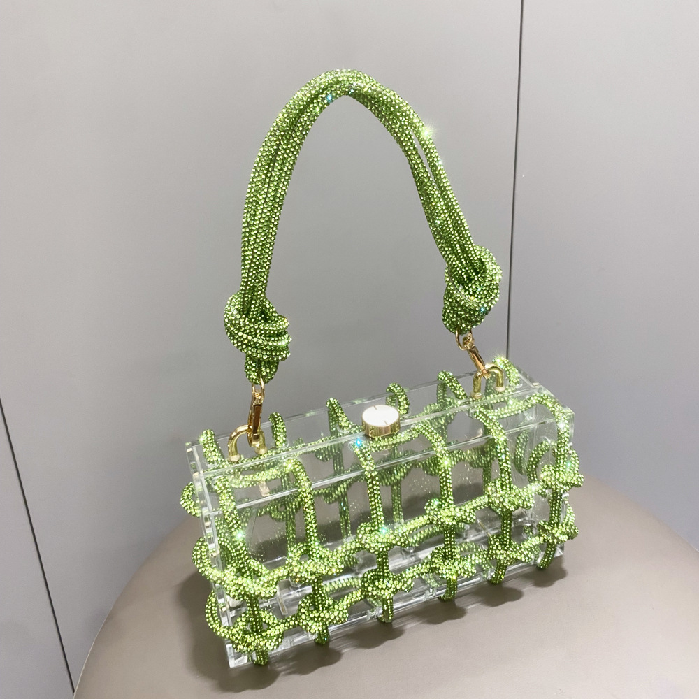 Bolso de mujer transfronterizo europeo y americano bolso de cena de diamantes de imitación brillante acrílico hecho a mano bolso de mujer Comercio exterior bolso de mujer