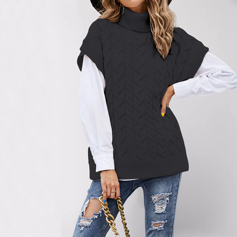 Suéter de punto sin mangas con cuello alto y cordones, estilo holgado, para mujer, moda transfronteriza de comercio exterior Amazon, otoño-invierno 2026 image 4