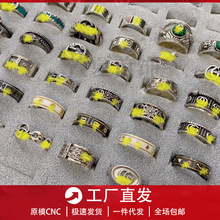 高版本复古做旧白铜雏菊古奇家双G珐琅镂空对戒情侣男女戒指批发