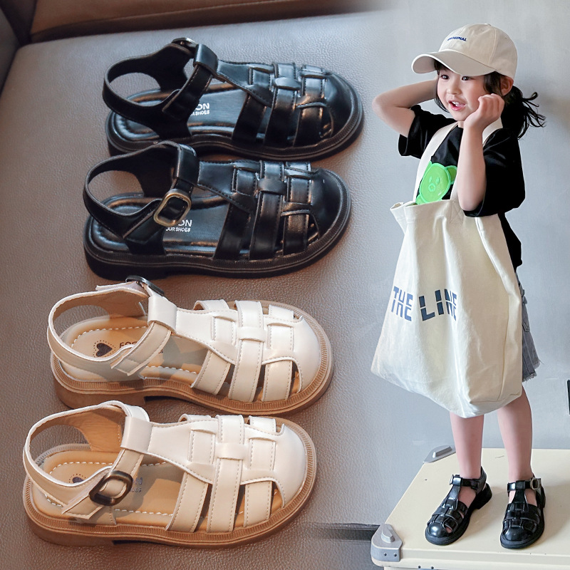 Children's Sandals Girls 2023 Summer New Student Children's Shoes Soft Sole Anti-Slip Baotou Medium and Large Children's Boys Beach Shoes