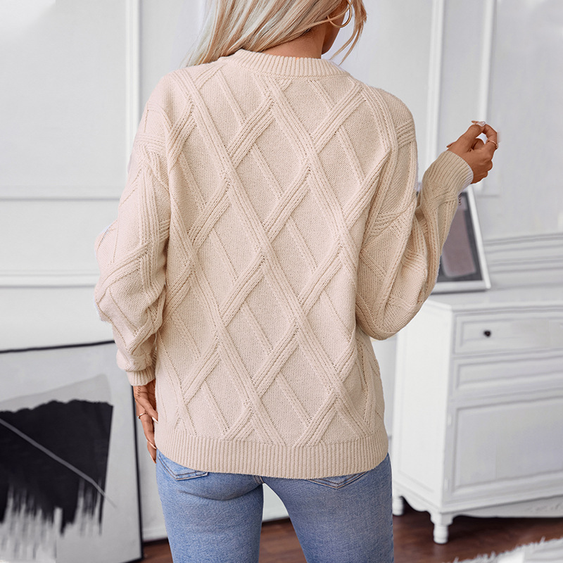 Pull Maomao Yu Automne-Hiver 2026, nouveau modèle Diamond, pour femme, coupe ample, col rond, style européen et américain._voghion.com