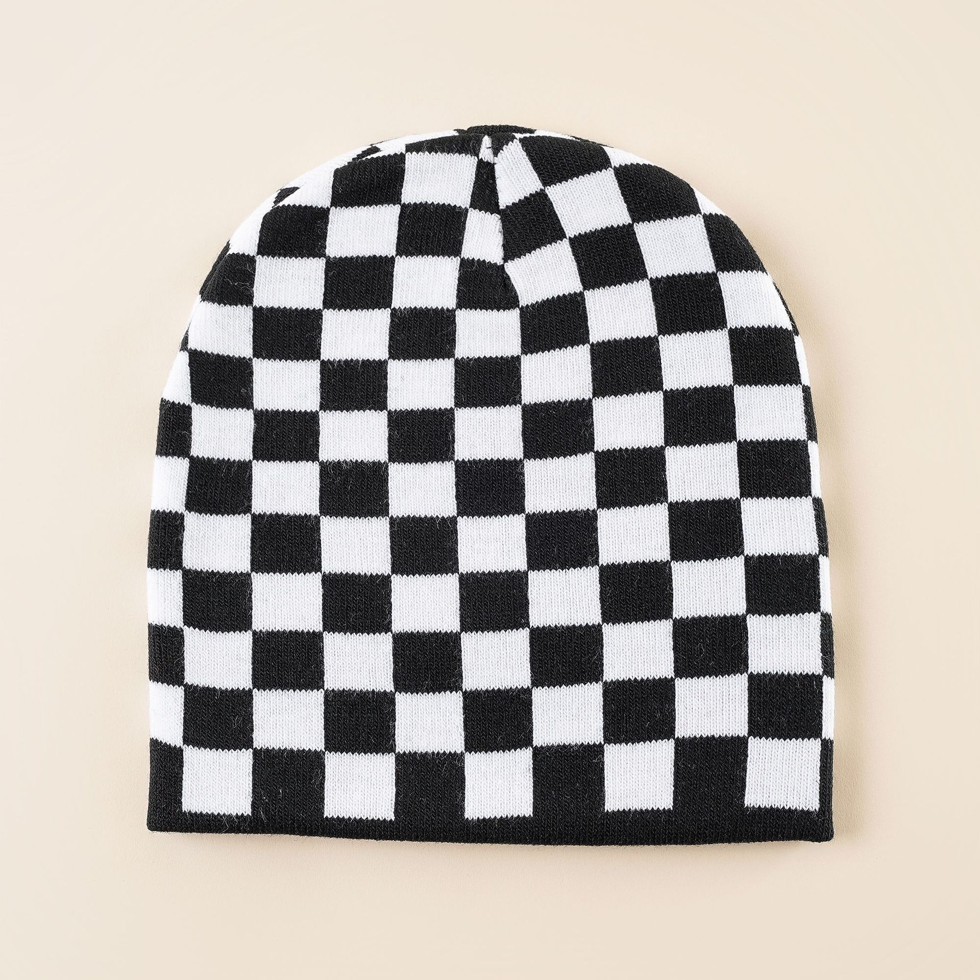 Sombrero de lana con estampado de leopardo Corea del Sur ins Punto de la calle estilo de ajedrez inconformista hip hop color blanco y negro a juego sombrero frío Yupi toe cap