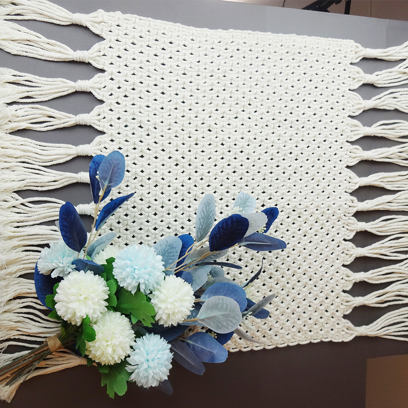 新款北欧印花棉线编织地毯 客厅卧室床边地毯酒店民宿地垫 棉脚垫