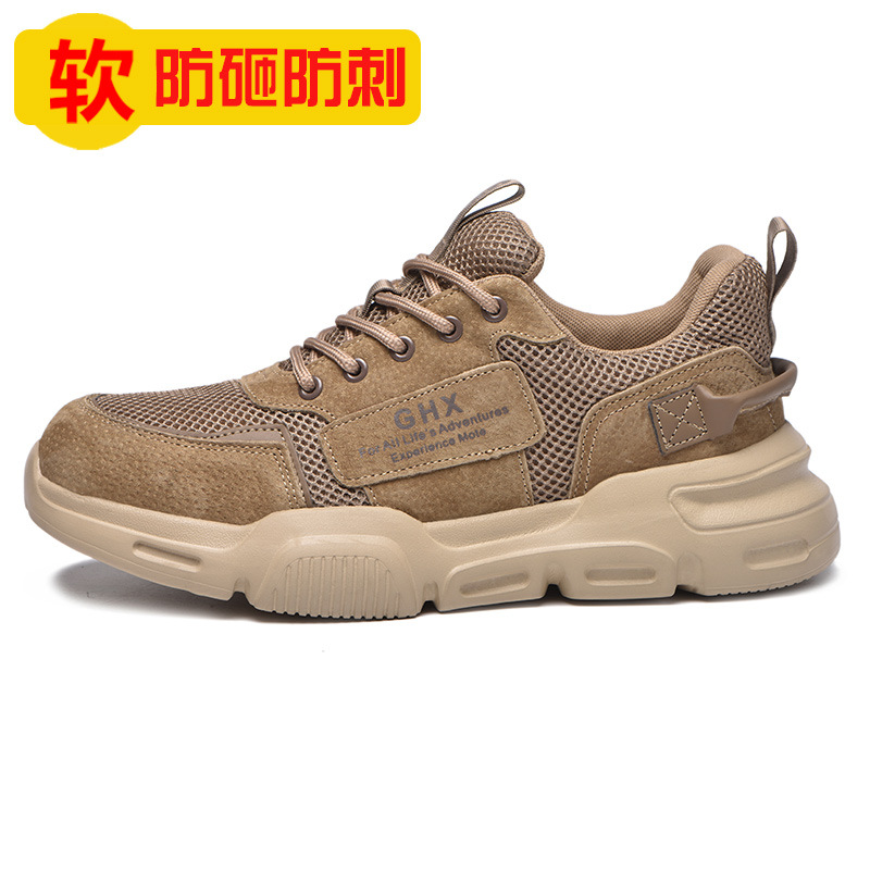 Zapatos de seguridad para hombres, protección laboral, anti-aplastamiento, anti-pinchazos, transpirables, para obras de construcción, suelas de Kevlar