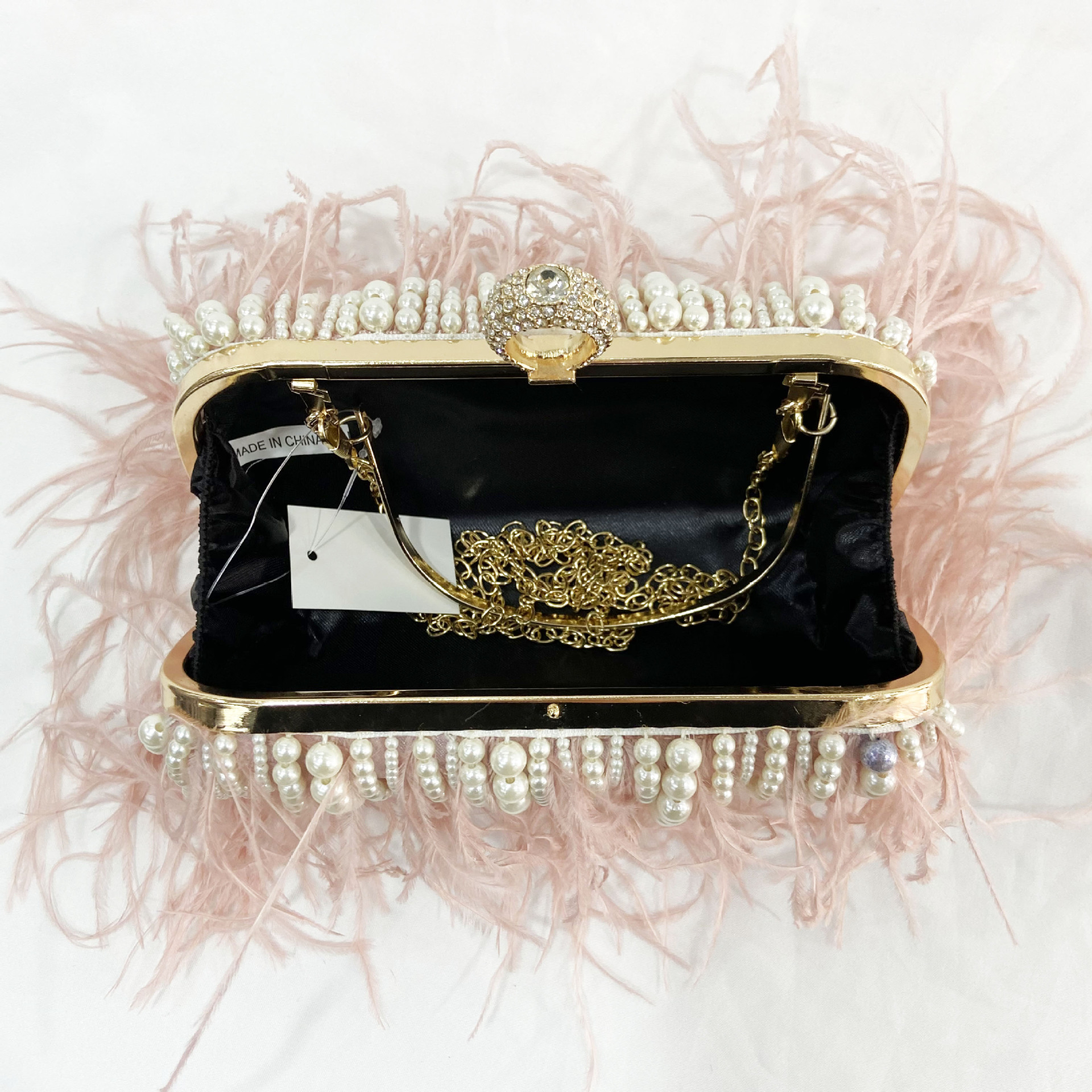 337g Weight Polyester Lining Material Lock clasp Closure Type Single Shoulder Strap Strap Type Evening Bag Bags Type Light Grey Black Pink Polyester Solid Color Tassel Pearl Square Evening Bags