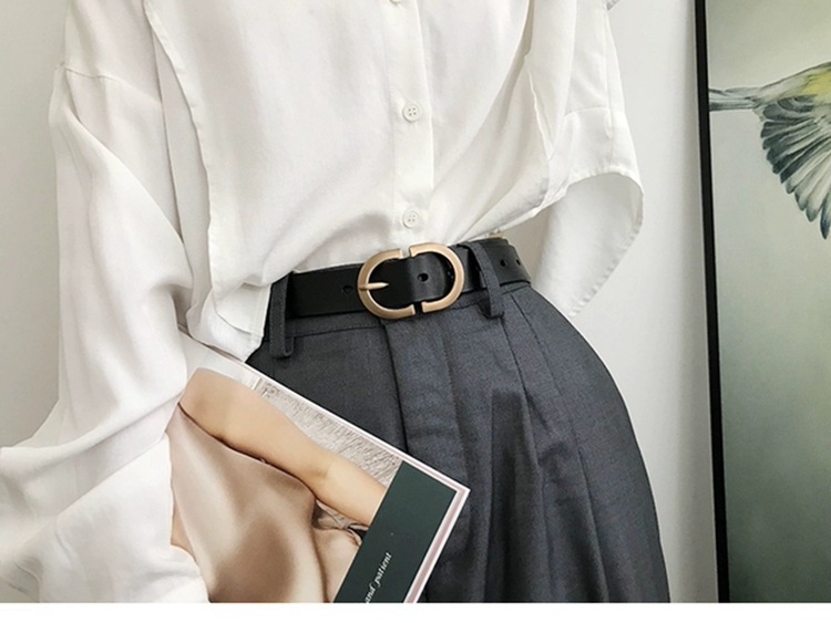 Cinto de mulher em couro genuíno com fivela antiga trendy_voghion.com