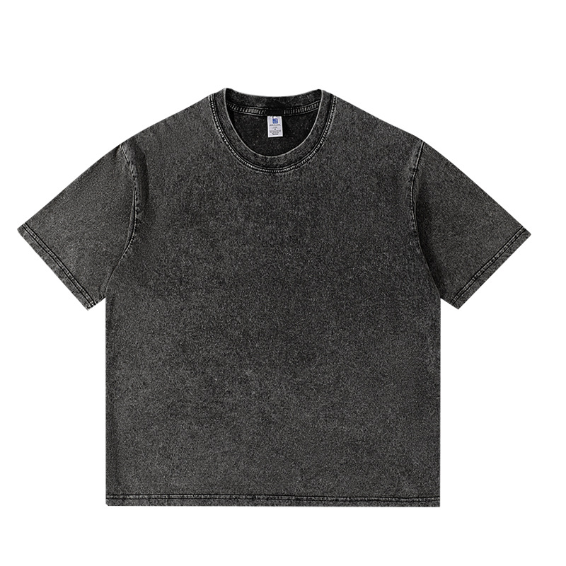 Hebei Cang 629 # [Diseño suelto de hombros caídos] 250g camiseta de manga corta lavada de algodón pesado verano para adultos