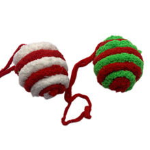 圣诞猫咪玩具球宠物用品棉绳剑麻球自嗨发声耐咬耐抓铃铛弹力磨牙