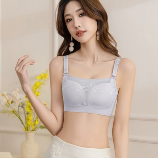 2025 spring new sexy lace tube bra modal lining without steel ring comfortable small chest pull-up bra