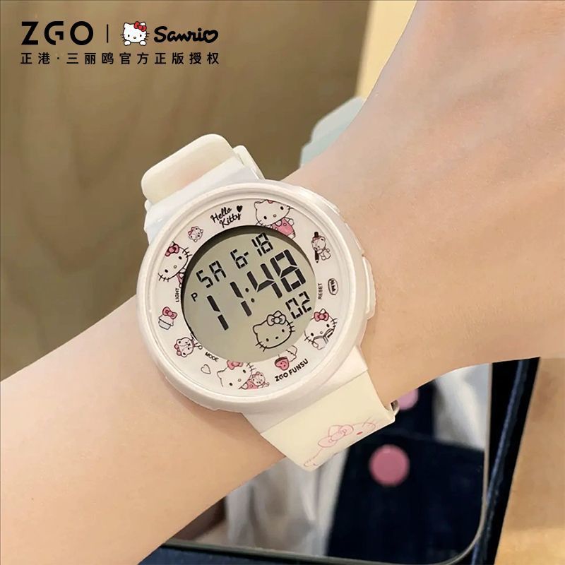 Sanrio Hello Kitty Genuine Watch for Women, Middle and High School Students, Sports Timing Waterproof Children's Electronic Watch