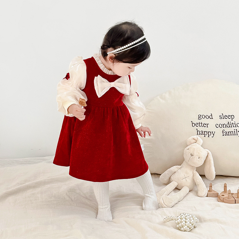 Weihnachten Prinzessin Mädchen Kinder Plüsch Herbst und Winter ein Jahr altes Babykleid_voghion.com