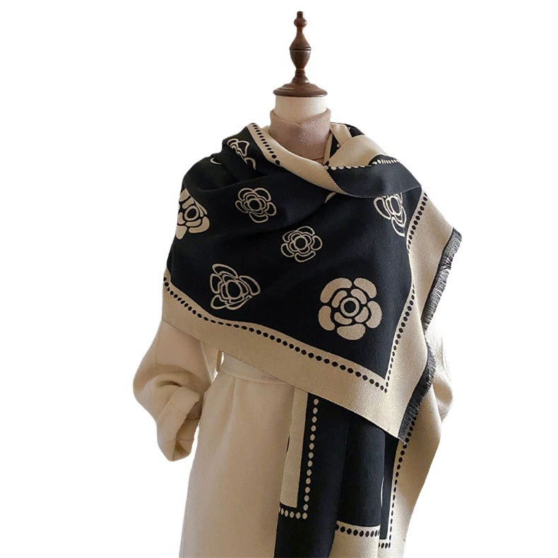 Mountain tea, cashmere winter scarf, universal warm cloak, high-quality style, Chanel style