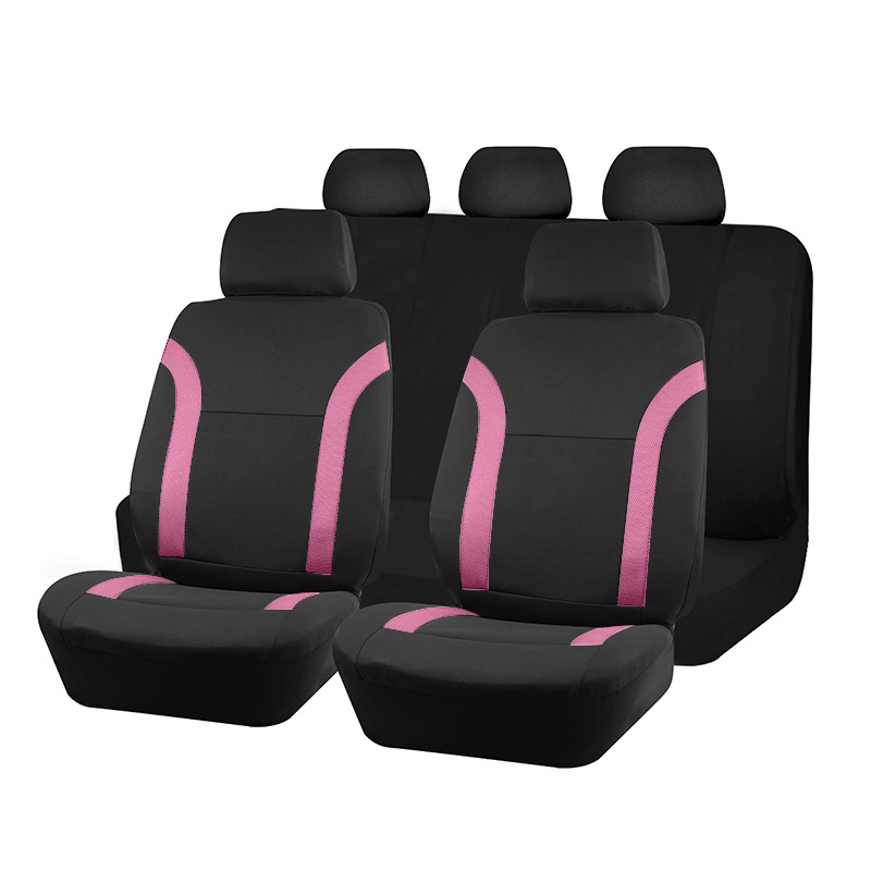 Universal car seat covers for driver and passenger seats, color-matched complete set, full coverage fabric seat cushions