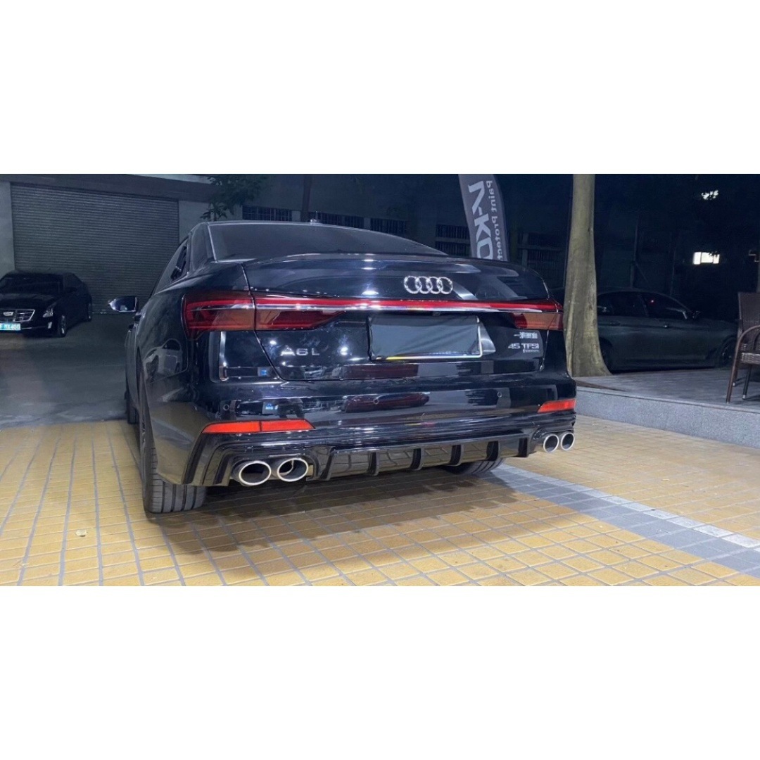 Suitable for 19-25 Audi A6L Modified S6 Blade Rear Lip Integrated Four-Out Tail Throat Sline Rear Diffuser