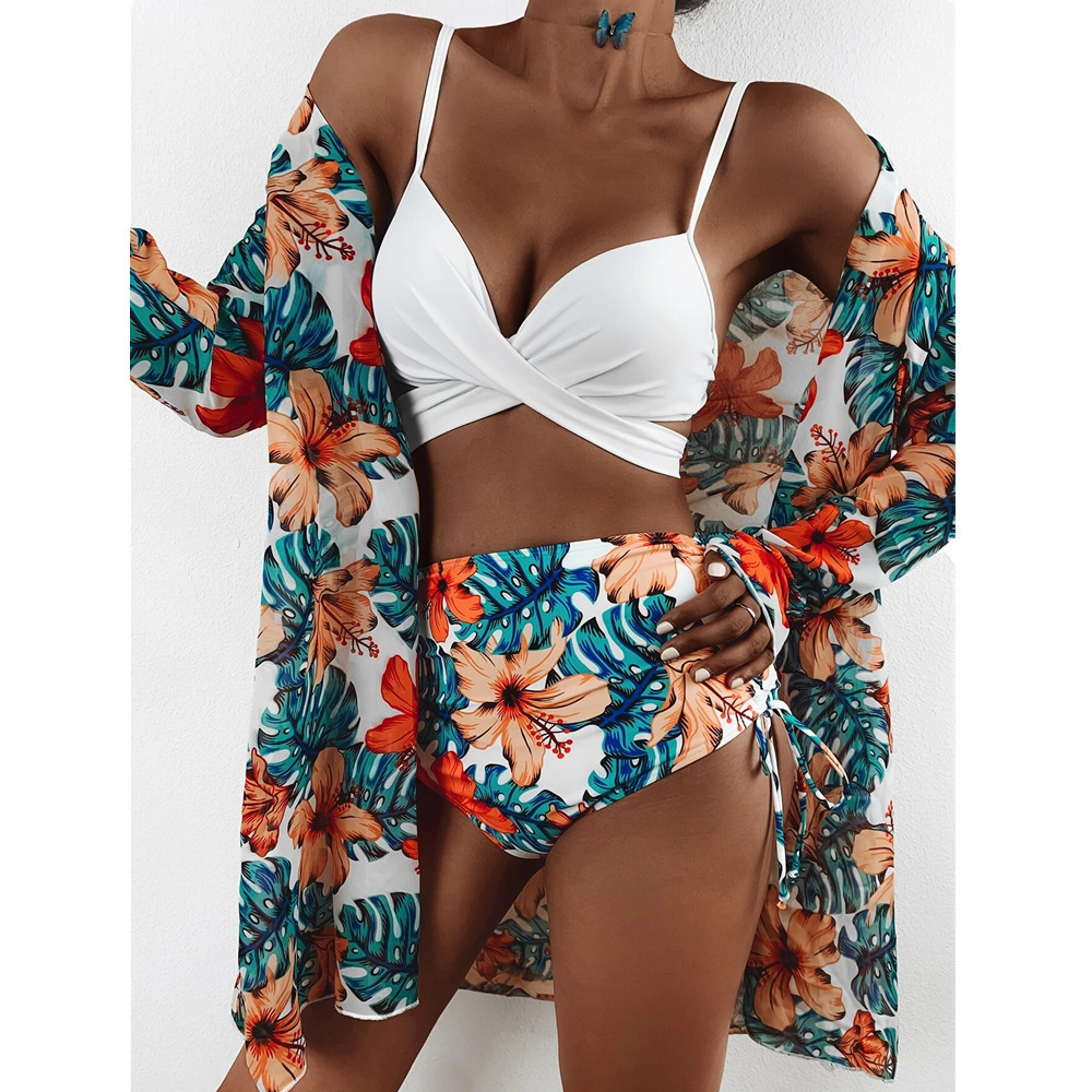 2022 new swimsuit Three Piece Bikini mesh split swimsuit women's Cross bikini_voghion.com