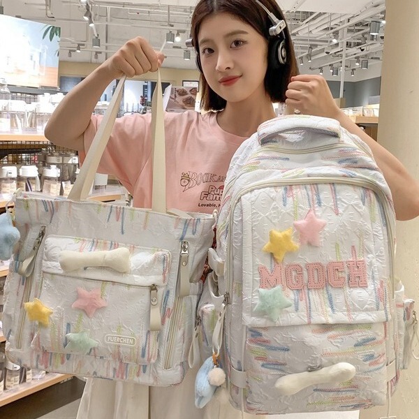 High-value Large-capacity Senior high school Junior High School Students Women's Handbag Lightweight Schoolbag Fashionable Casual Backpack Computer Bag High-value Large-capacity Senior high school Junior High School Students Women's Handbag Lightweight Schoolbag Fashionable Casual Backpack Computer Bag