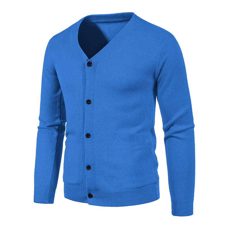 Cross-border in stock sweater cardigan sweater in stock autumn foreign trade wish men's V-neck slim button base shirt