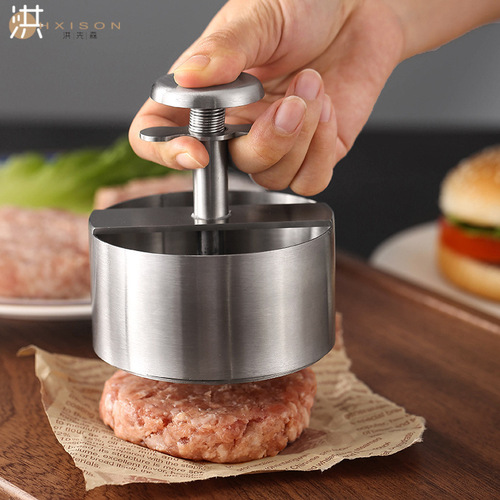 Cross-border new round meat press 304 stainless steel hamburger meat press kitchen tool manual meat press mold meat patty