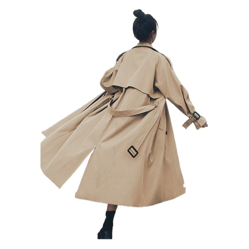 Ropa de Mujer Estilo Coreano, Gabardina Caqui de Media Longitud para Mujer, Estilo Británico, para Primavera y Otoño