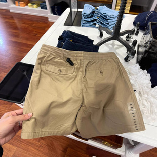 Rl Raff Pony Logo Pure Cotton Couple Zipper Elastic Pants Summer Shorts Men's Casual Five-Point Breathable Loose
