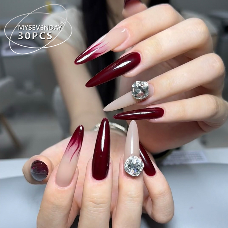 Shake Sound Explosions Wear Nail Pieces Advanced Autumn Flash Diamond Contrast Color Nail Pieces Removable Super Immortal Pure Nail Pieces