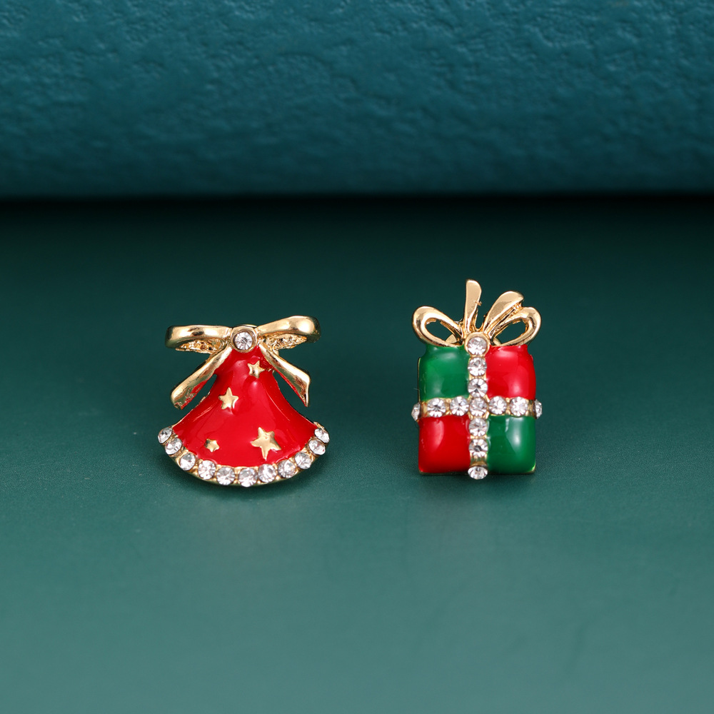 1 Pair Cute Santa Claus Bell Plating Alloy Ear Studs display picture 3