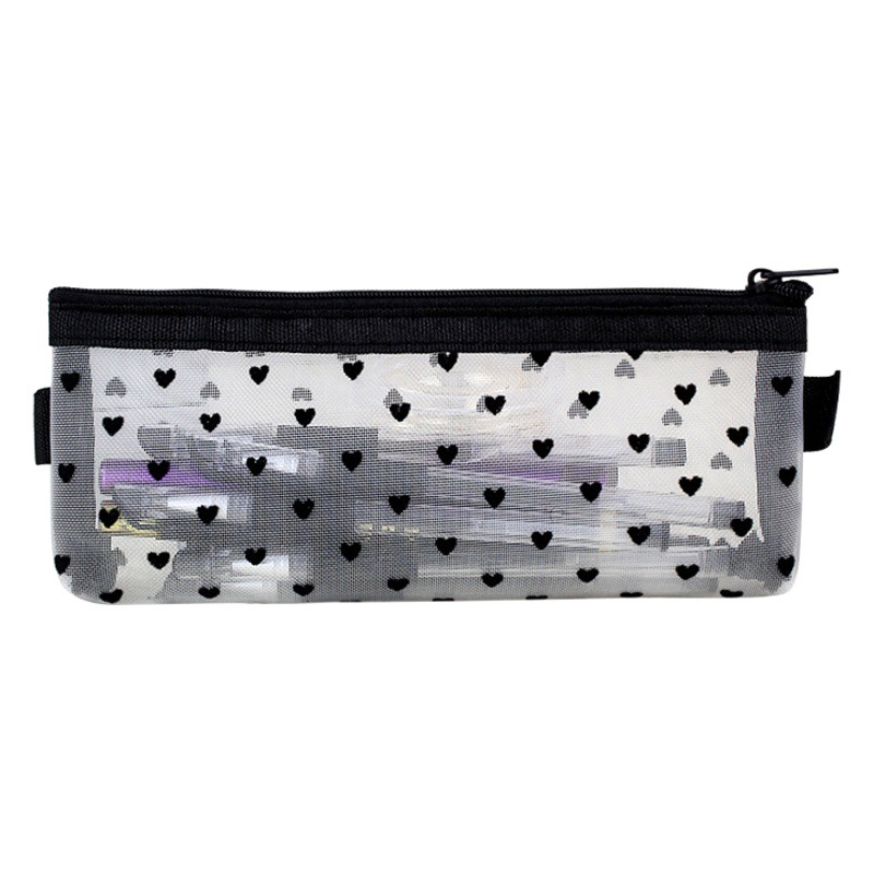 New Japanese and Korean Mesh Transparent Pencil Bag Cosmetic Bag Stationery Supplies Stationery Bag Simple Large Capacity Pencil Bag