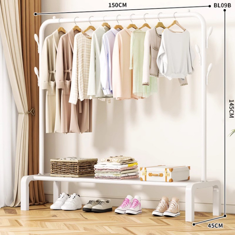 Dormitorio doméstico simple percha de ropa balcón percha de ropa varilla de secado de hierro forjado percha de secado de doble varilla piso vertical