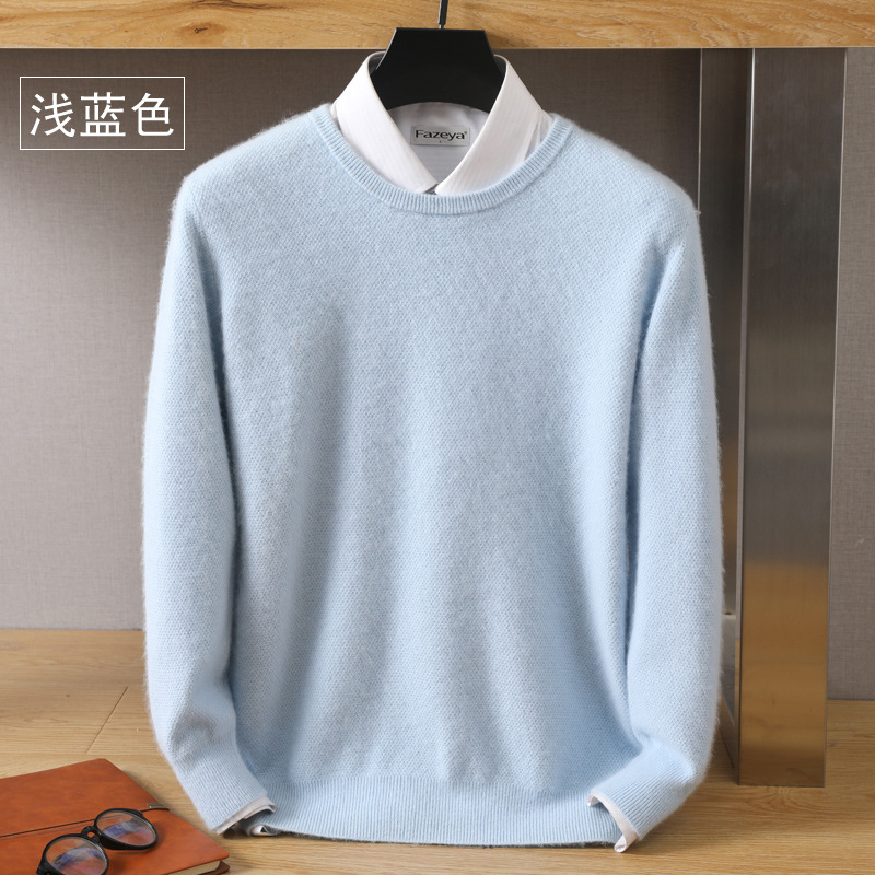 2023 Otoño e Invierno nuevos hombres de visón suéter de terciopelo suelto cuello redondo color sólido suéter casual que basa la camisa caliente