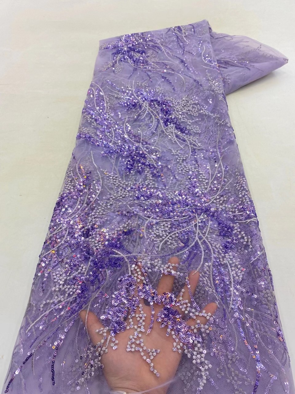 Tela de encaje africano tela de encaje africano lentejuelas bordado encaje cheongsam vestido DIY tela JX3080