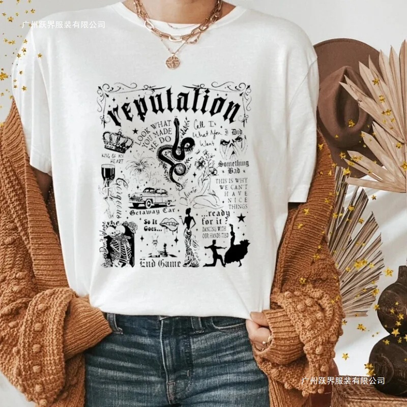 Vintage Style 90S Clothing Retro Reputation Magic Snake Print Taylor Album Shirt Women Harajuku Graphic Vintage Style 90S Clothing Retro Reputation Magic Snake Print Taylor Album Shirt Women Harajuku Graphic