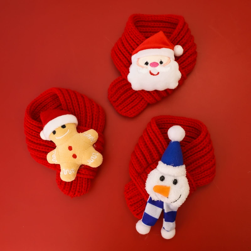 Домашние животные Рождественский фестиваль трикотажный шарф красный новогодний нагрудник кошка собака собака зоопродукты осень зима тепло и мило