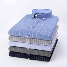 新款跨境全棉牛津纺衬衫男士短袖全棉格子衬衫商务休闲衬衣外贸代