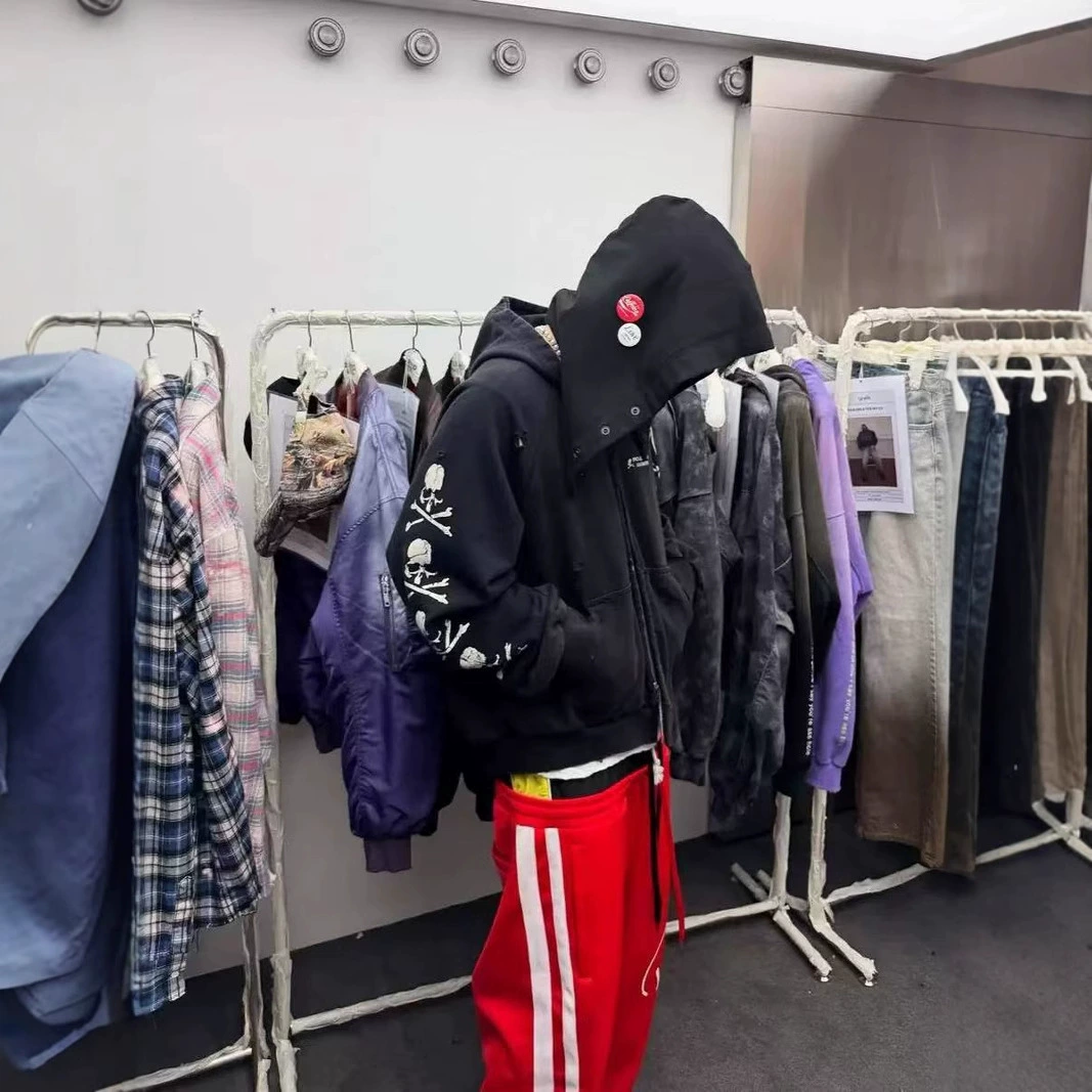 GRALIZ LEARL PROJECT G/R 25SS новая рваная куртка на молнии с капюшоном и вышивкой черепа