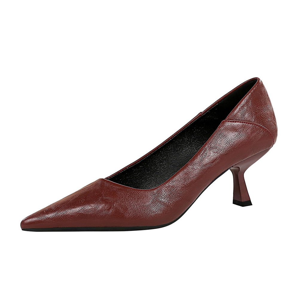 6092 European American Style Fashion Sexy High Heels For Women Spring And Autumn Pointed Toe Shallow Mouth Kitten Heel_vogvips.com
