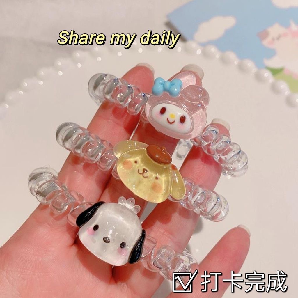 Sanrio pulsera de dibujos animados línea telefónica pequeña correa de goma para enviar a una amiga para enviar a un novio cuerda de cabeza de doble propósito mujer encantadora corazón de una niña