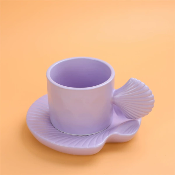 Shell-shaped cup+plate-purple 465m;